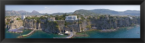 Framed Town on a cliff, Sorrento, Naples, Campania, Italy Print