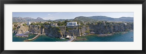 Framed Town on a cliff, Sorrento, Naples, Campania, Italy Print