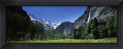 Framed Waterfall in a forest, Berne Canton, Switzerland Print