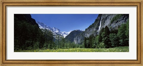 Framed Waterfall in a forest, Berne Canton, Switzerland Print