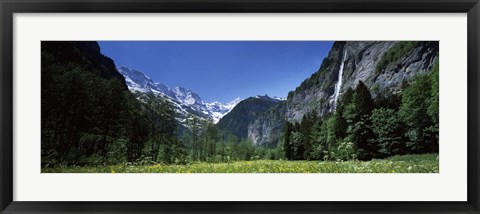 Framed Waterfall in a forest, Berne Canton, Switzerland Print