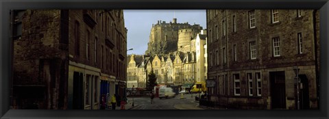 Framed Edinburgh Castle and street view, Edinburgh, Scotland Print