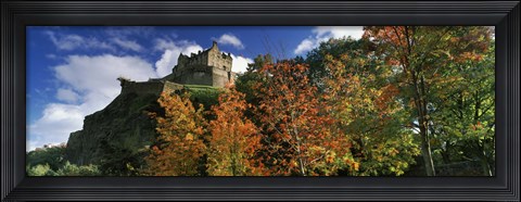 Framed Castle viewed through a garden, Edinburgh Castle, Edinburgh, Scotland Print