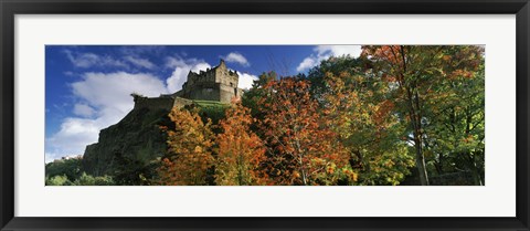 Framed Castle viewed through a garden, Edinburgh Castle, Edinburgh, Scotland Print