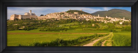 Framed Village on a hill, Assisi, Perugia Province, Umbria, Italy Print