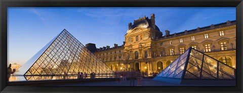 Framed Pyramids in front of a museum, Louvre Pyramid, Musee Du Louvre, Paris, Ile-de-France, France Print