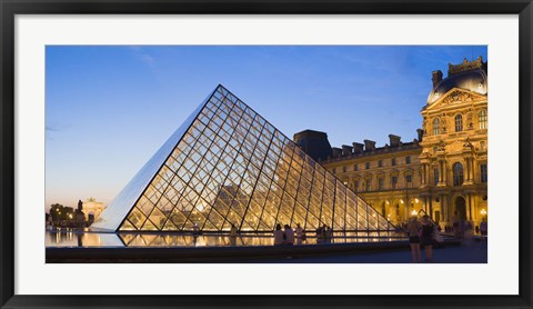 Framed Pyramid in front of the Louvre Museum, Paris, France Print