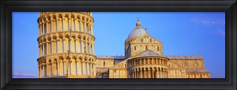 Framed Tower with a cathedral, Pisa Cathedral, Leaning Tower Of Pisa, Piazza Dei Miracoli, Pisa, Tuscany, Italy Print