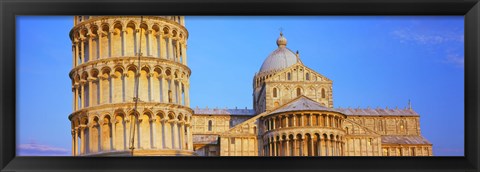 Framed Tower with a cathedral, Pisa Cathedral, Leaning Tower Of Pisa, Piazza Dei Miracoli, Pisa, Tuscany, Italy Print