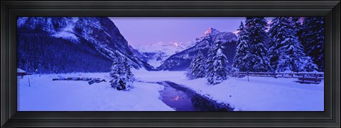 Framed Lake in winter with mountains in the background, Lake Louise, Banff National Park, Alberta, Canada Print