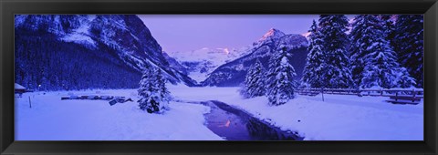 Framed Lake in winter with mountains in the background, Lake Louise, Banff National Park, Alberta, Canada Print