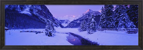 Framed Lake in winter with mountains in the background, Lake Louise, Banff National Park, Alberta, Canada Print