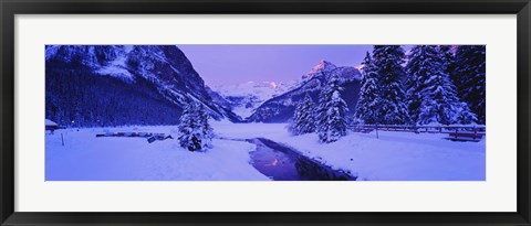 Framed Lake in winter with mountains in the background, Lake Louise, Banff National Park, Alberta, Canada Print