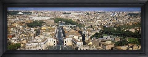 Framed Overview of the historic centre of Rome from the dome of St. Peter&#39;s Basilica, Vatican City, Rome, Lazio, Italy Print