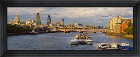 Framed Bridge across a river with a cathedral, Blackfriars Bridge, St. Paul&#39;s Cathedral, Thames River, London, England Print