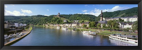 Framed Town at the riverside, Mosel River, Cochem, Rhineland-Palatinate, Germany Print