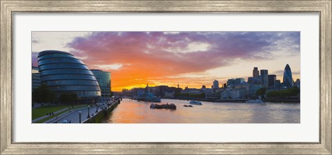 Framed City hall with office buildings at sunset, Thames River, London, England 2010 Print