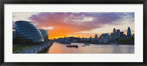 Framed City hall with office buildings at sunset, Thames River, London, England 2010 Print