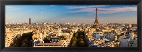 Framed Cityscape with Eiffel Tower in background, Paris, Ile-de-France, France Print