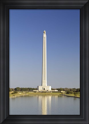 Framed Reflection of a monument in the pool, San Jacinto Monument, Texas, USA Print
