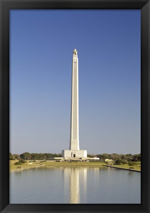 Framed Reflection of a monument in the pool, San Jacinto Monument, Texas, USA Print