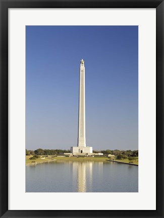 Framed Reflection of a monument in the pool, San Jacinto Monument, Texas, USA Print