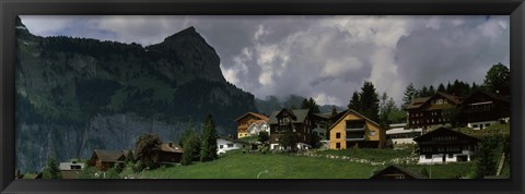 Framed Buildings in a village, Engelberg, Obwalden Canton, Switzerland Print