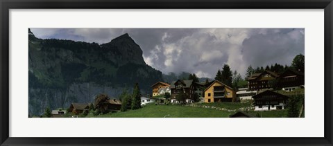 Framed Buildings in a village, Engelberg, Obwalden Canton, Switzerland Print