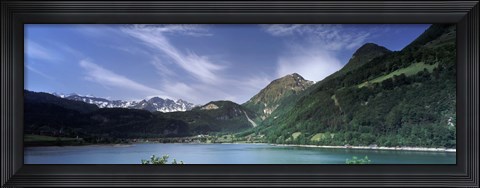 Framed Mountains at the lakeside, Lungerersee, Lungern, Obwalden Canton, Switzerland Print