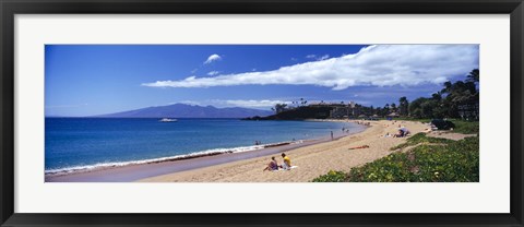 Framed Tourists on the beach, Maui, Hawaii, USA Print