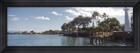Framed Lighthouse at a pier, Lahaina, Maui, Hawaii, USA Print