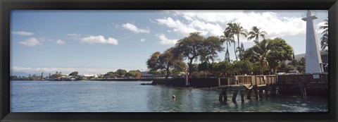 Framed Lighthouse at a pier, Lahaina, Maui, Hawaii, USA Print