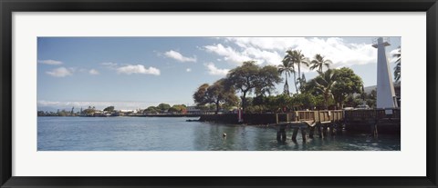 Framed Lighthouse at a pier, Lahaina, Maui, Hawaii, USA Print