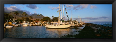 Framed Sailboats in the bay, Lahaina Harbor, Lahaina, Maui, Hawaii, USA Print