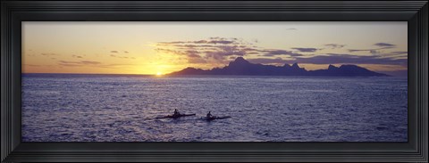 Framed Sea at sunset, Moorea, Tahiti, Society Islands, French Polynesia Print