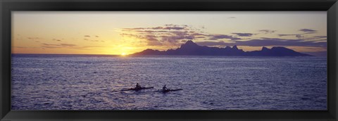 Framed Sea at sunset, Moorea, Tahiti, Society Islands, French Polynesia Print