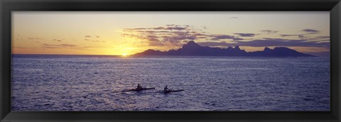 Framed Sea at sunset, Moorea, Tahiti, Society Islands, French Polynesia Print