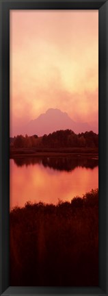 Framed Reflection of a mountain in a river, Oxbow Bend, Snake River, Grand Teton National Park, Teton County, Wyoming, USA Print