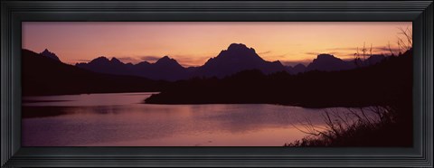 Framed River passing by a mountain range, Oxbow Bend, Snake River, Grand Teton National Park, Teton County, Wyoming, USA Print