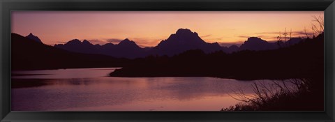 Framed River passing by a mountain range, Oxbow Bend, Snake River, Grand Teton National Park, Teton County, Wyoming, USA Print