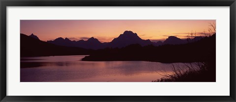 Framed River passing by a mountain range, Oxbow Bend, Snake River, Grand Teton National Park, Teton County, Wyoming, USA Print