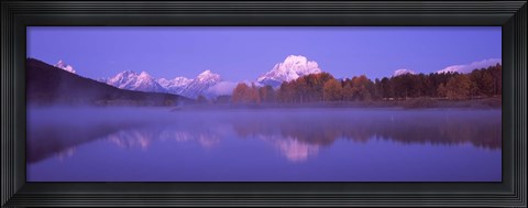 Framed Reflection of mountains in a river, Oxbow Bend, Snake River, Grand Teton National Park, Teton County, Wyoming, USA Print