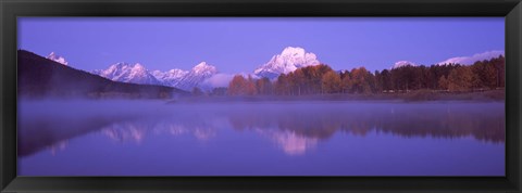 Framed Reflection of mountains in a river, Oxbow Bend, Snake River, Grand Teton National Park, Teton County, Wyoming, USA Print