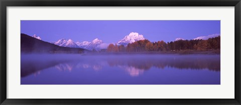 Framed Reflection of mountains in a river, Oxbow Bend, Snake River, Grand Teton National Park, Teton County, Wyoming, USA Print