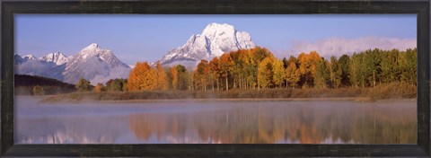 Framed Reflection of trees in a river, Oxbow Bend, Snake River, Grand Teton National Park, Teton County, Wyoming, USA Print