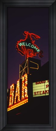 Framed Welcome sign of a bar, Million Dollar Cowboy Bar, Jackson, Jackson Hole, Teton County, Wyoming, USA Print