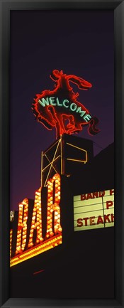 Framed Welcome sign of a bar, Million Dollar Cowboy Bar, Jackson, Jackson Hole, Teton County, Wyoming, USA Print