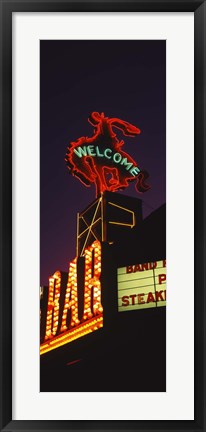 Framed Welcome sign of a bar, Million Dollar Cowboy Bar, Jackson, Jackson Hole, Teton County, Wyoming, USA Print