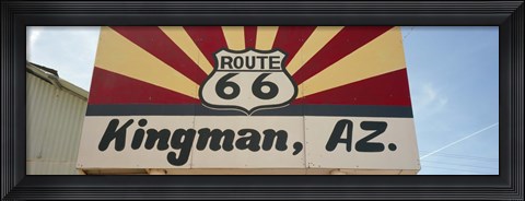 Framed Low angle view of a road sign, Route 66, Kingman, Mohave County, Arizona, USA Print
