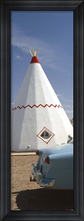 Framed Car with a teepee in the background, Wigwam Motel, Route 66, Holbrook, Navajo County, Arizona, USA Print